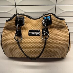 Calvin Klein Woven Tan and Black Shoulder Bag